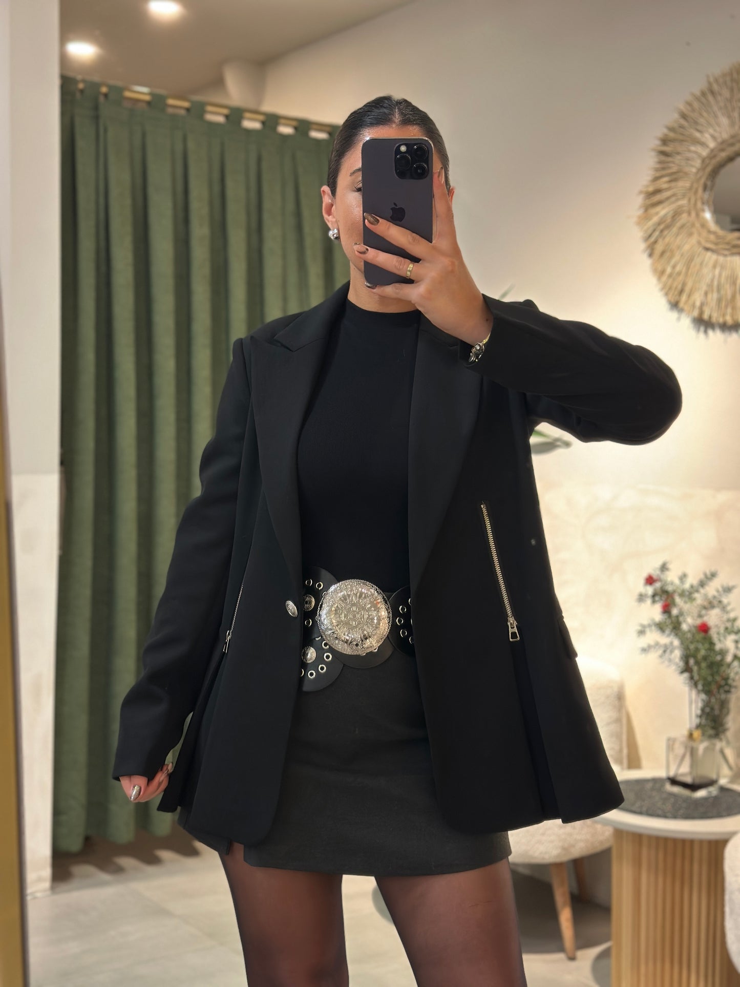 Tasarım Önden Fermuar Detaylı Blazer Ceket