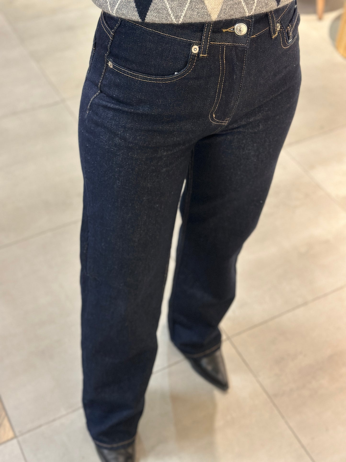 Koyu Lacivert Straıght Kot Pantolon