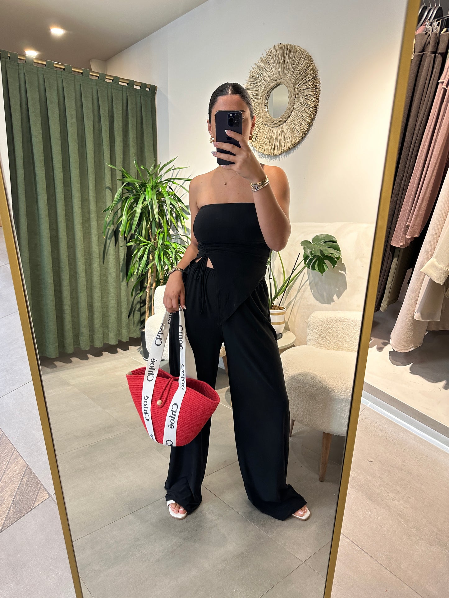 Polly Siyah Büzgülü Straplez Takım