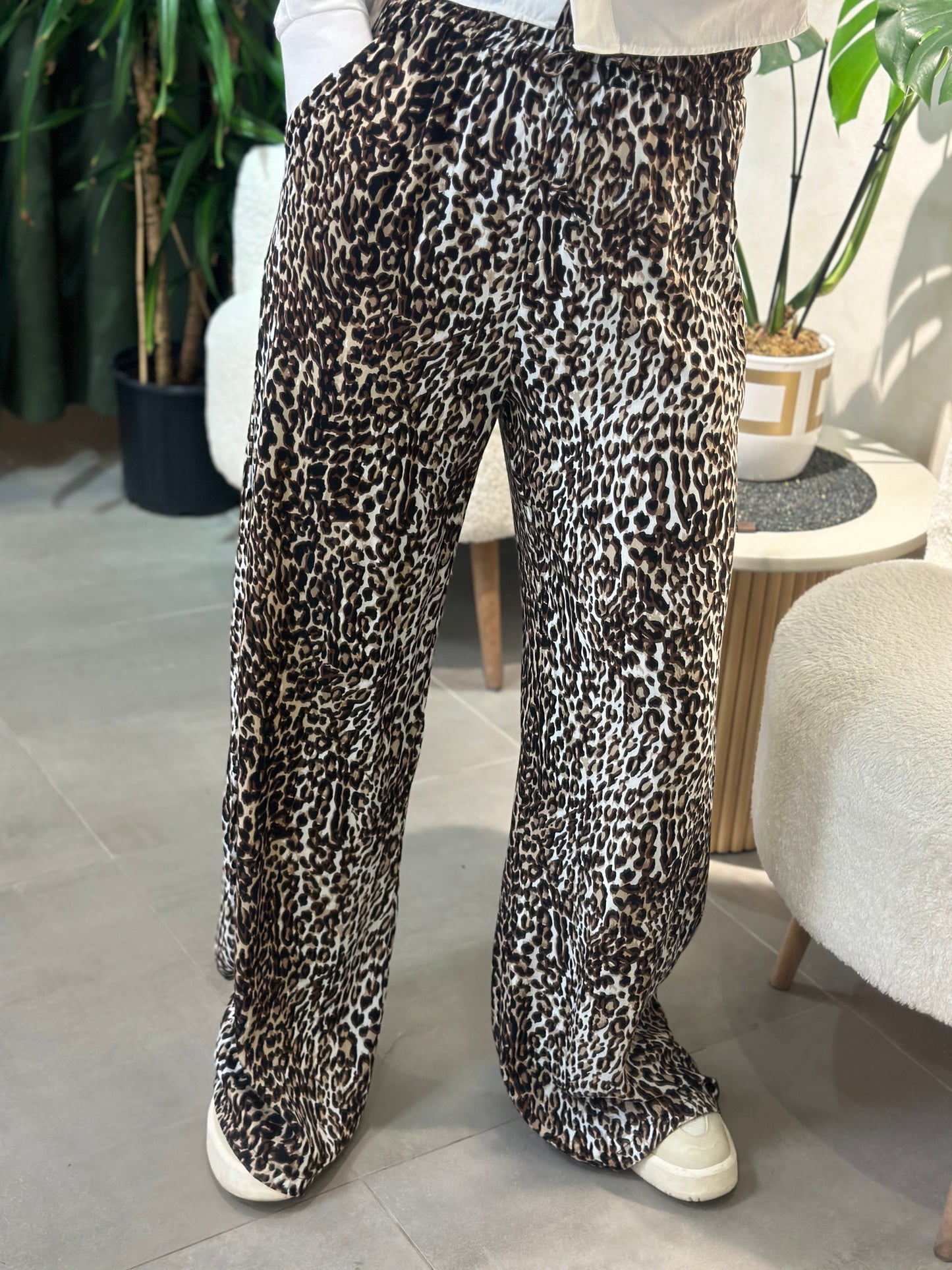 Beli Lastikli Leopar Pantalon