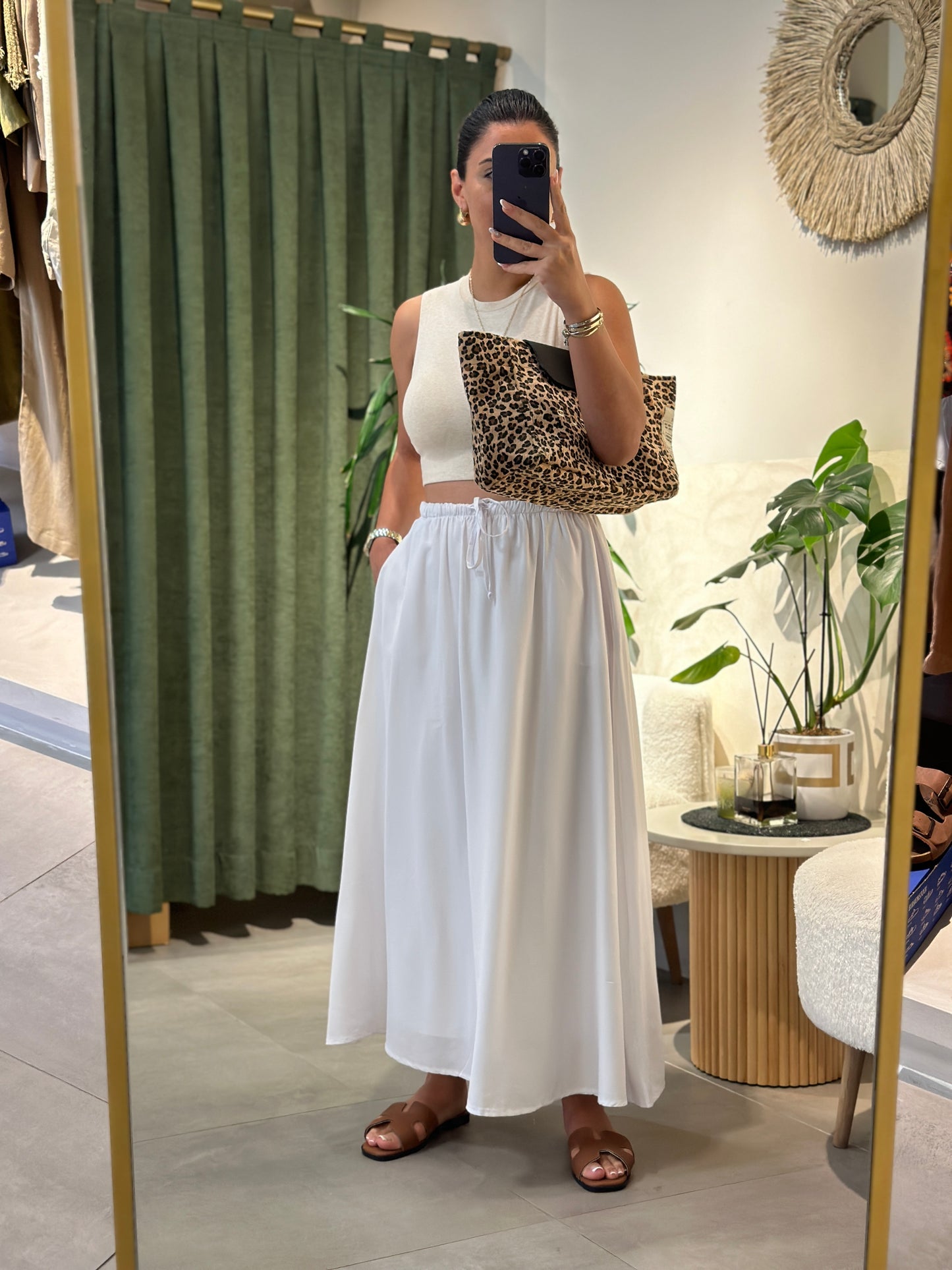 Beli Lastikli Astarlı Poplin Etek