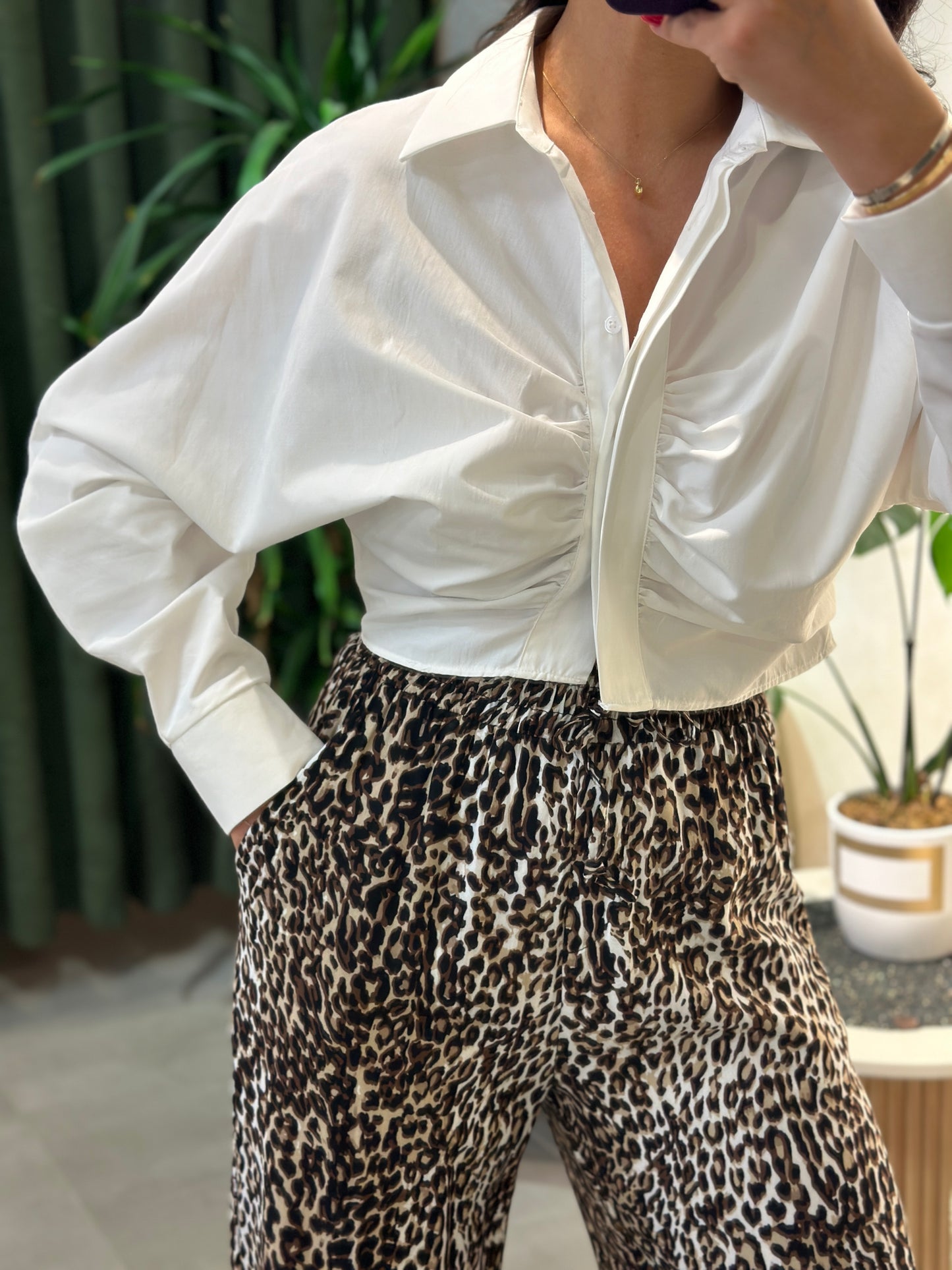 Beli Lastikli Leopar Pantalon