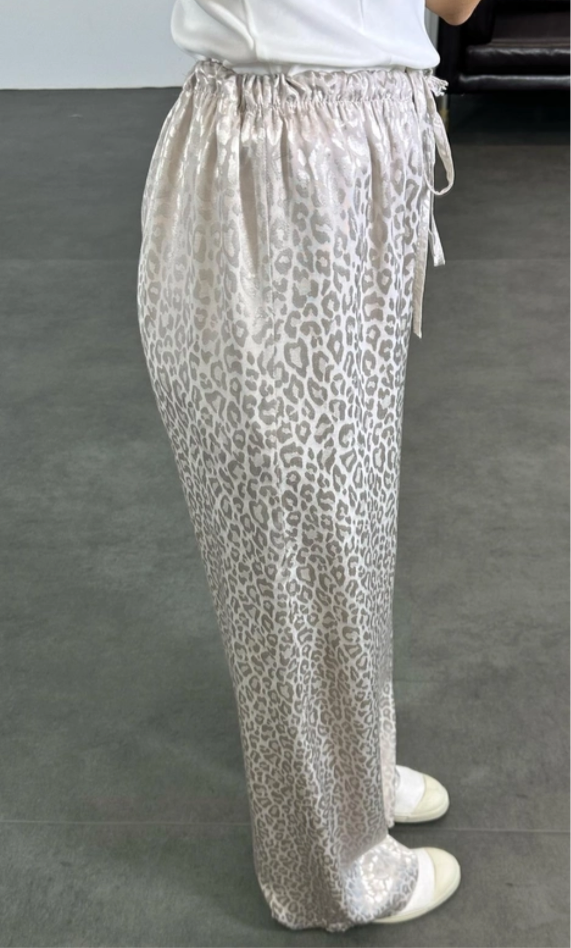 Leopar Desen Saten Pantolon