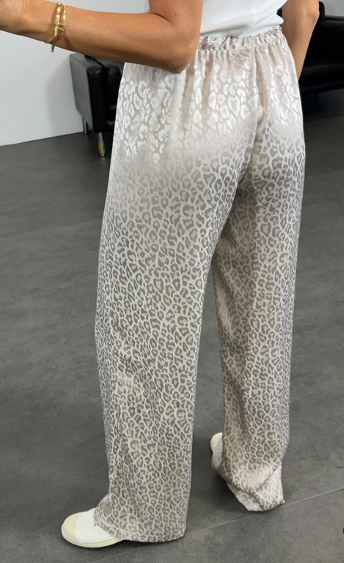 Leopar Desen Saten Pantolon