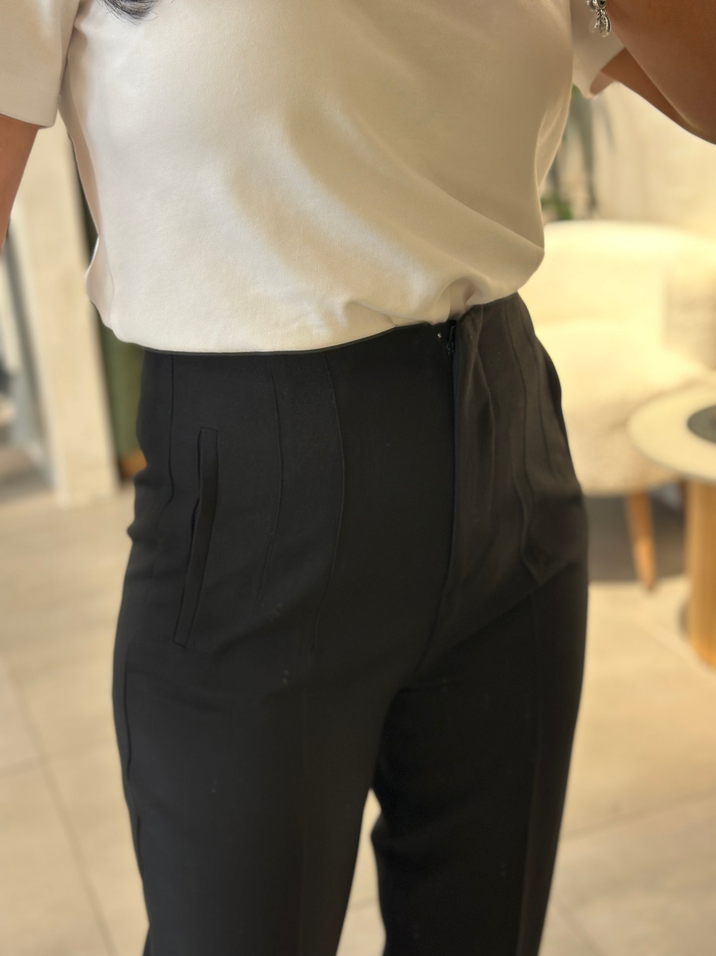 Yüksek Bel Pensli Premıum Kumaş Pantolon Siyah