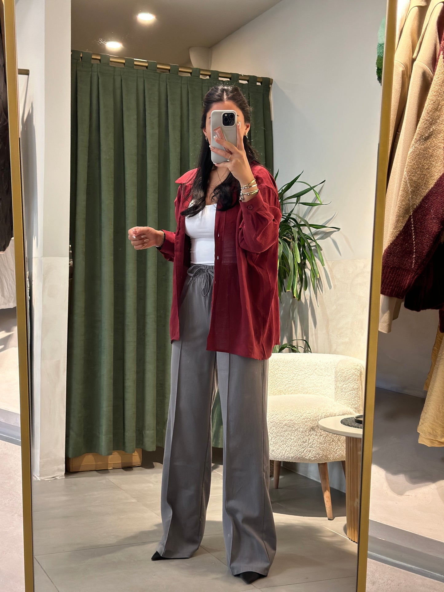 Premium Kalitede Beli Lastikli Gri Pantolon