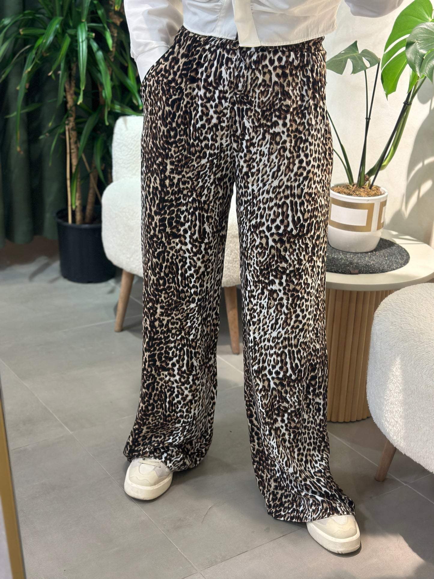 Beli Lastikli Leopar Pantalon
