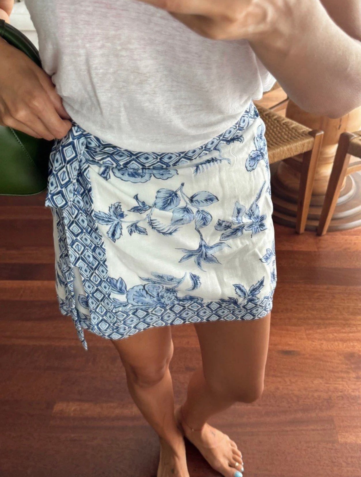 Etnik Desen Mini Etek - Mavi