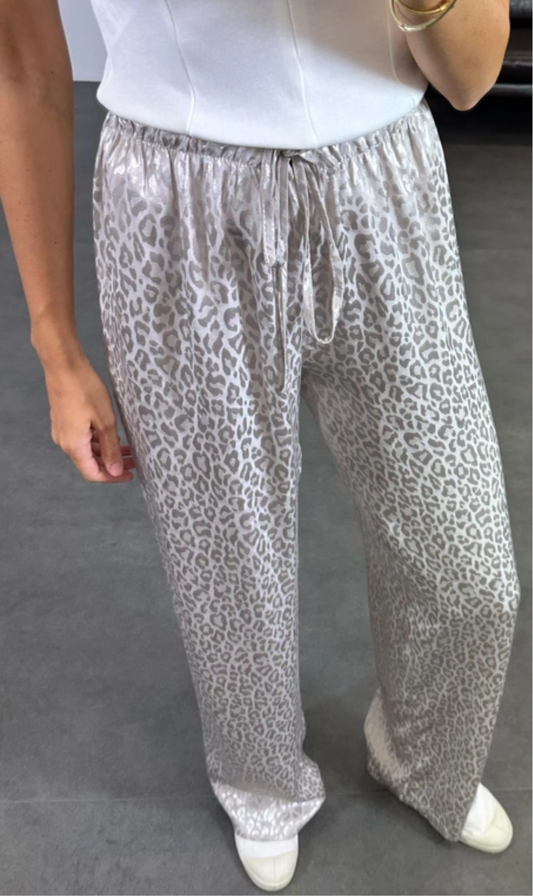 Leopar Desen Saten Pantolon