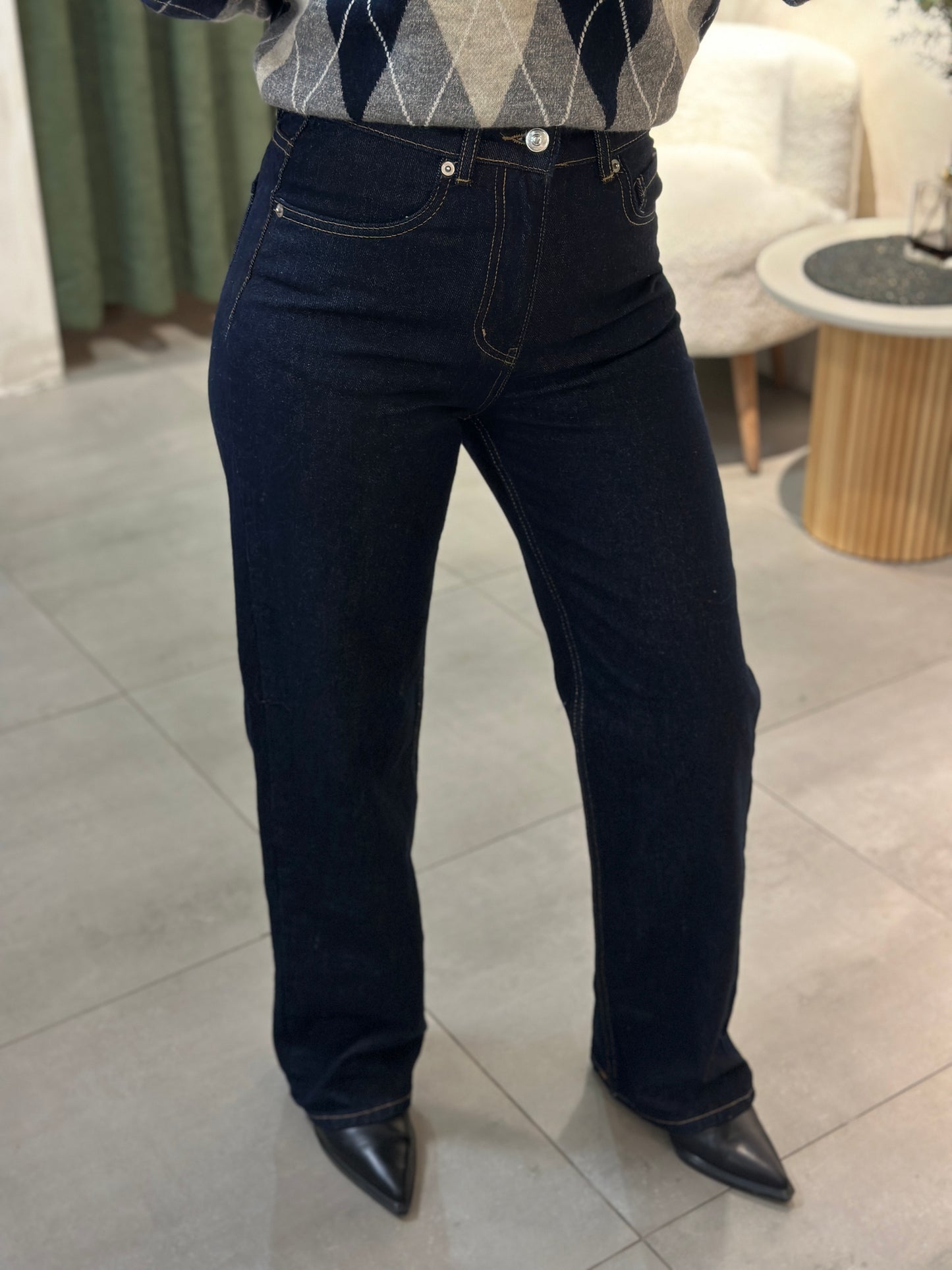 Koyu Lacivert Straıght Kot Pantolon