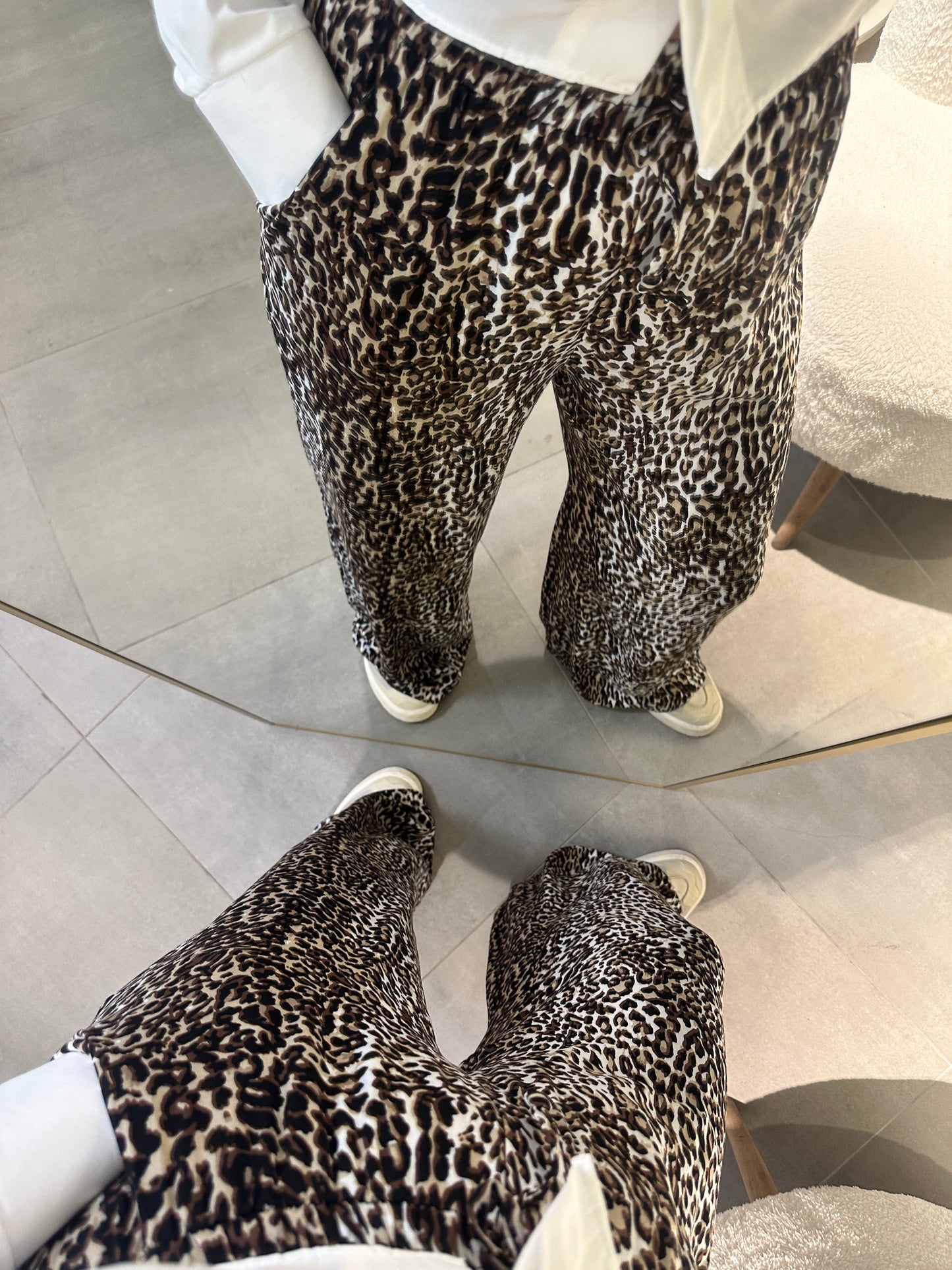 Beli Lastikli Leopar Pantalon
