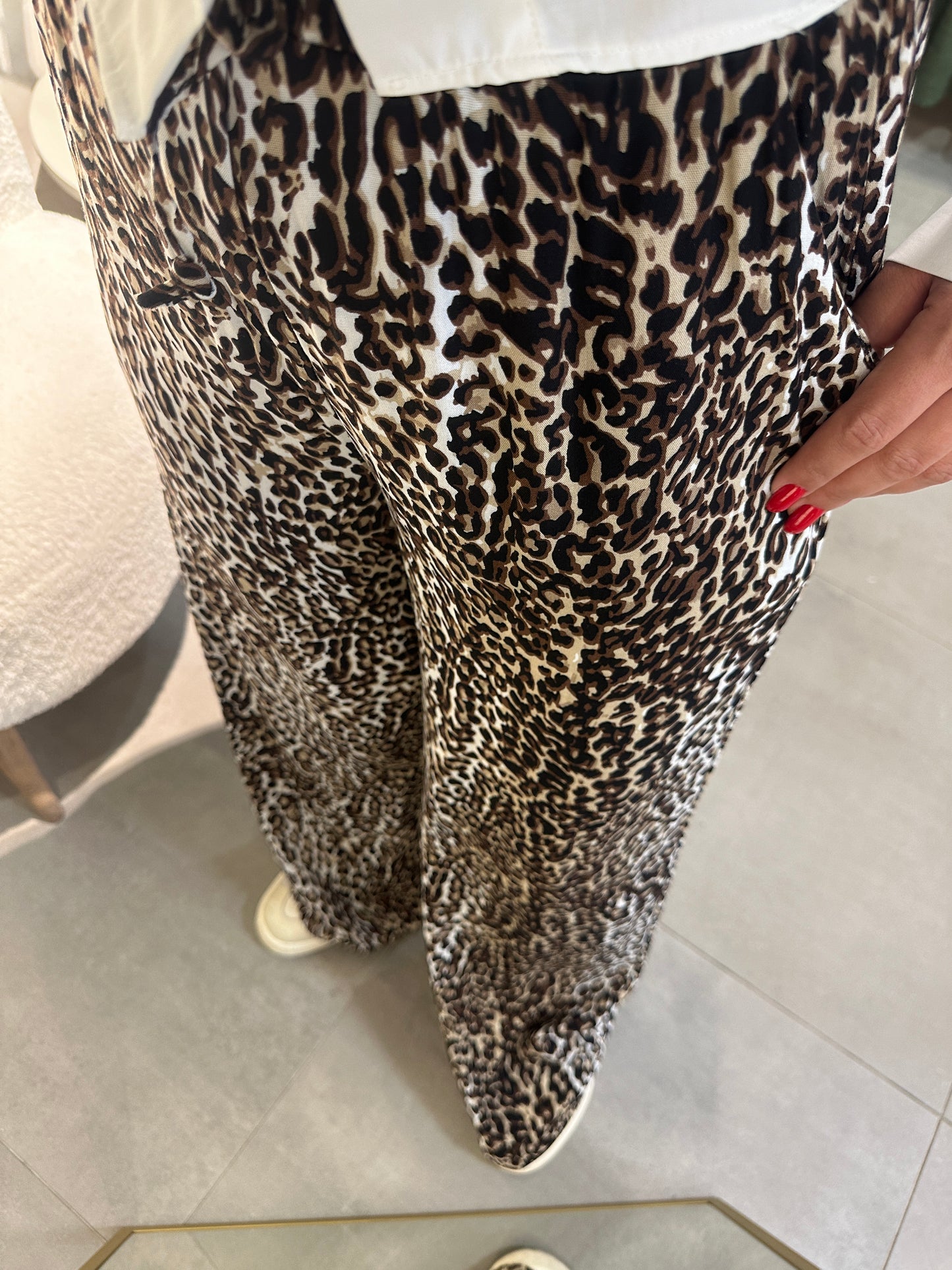 Beli Lastikli Leopar Pantalon