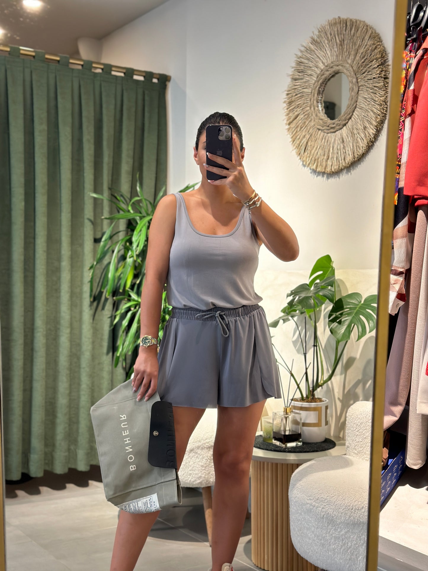 Antrasit Marka Model Taytlı Spor Şort