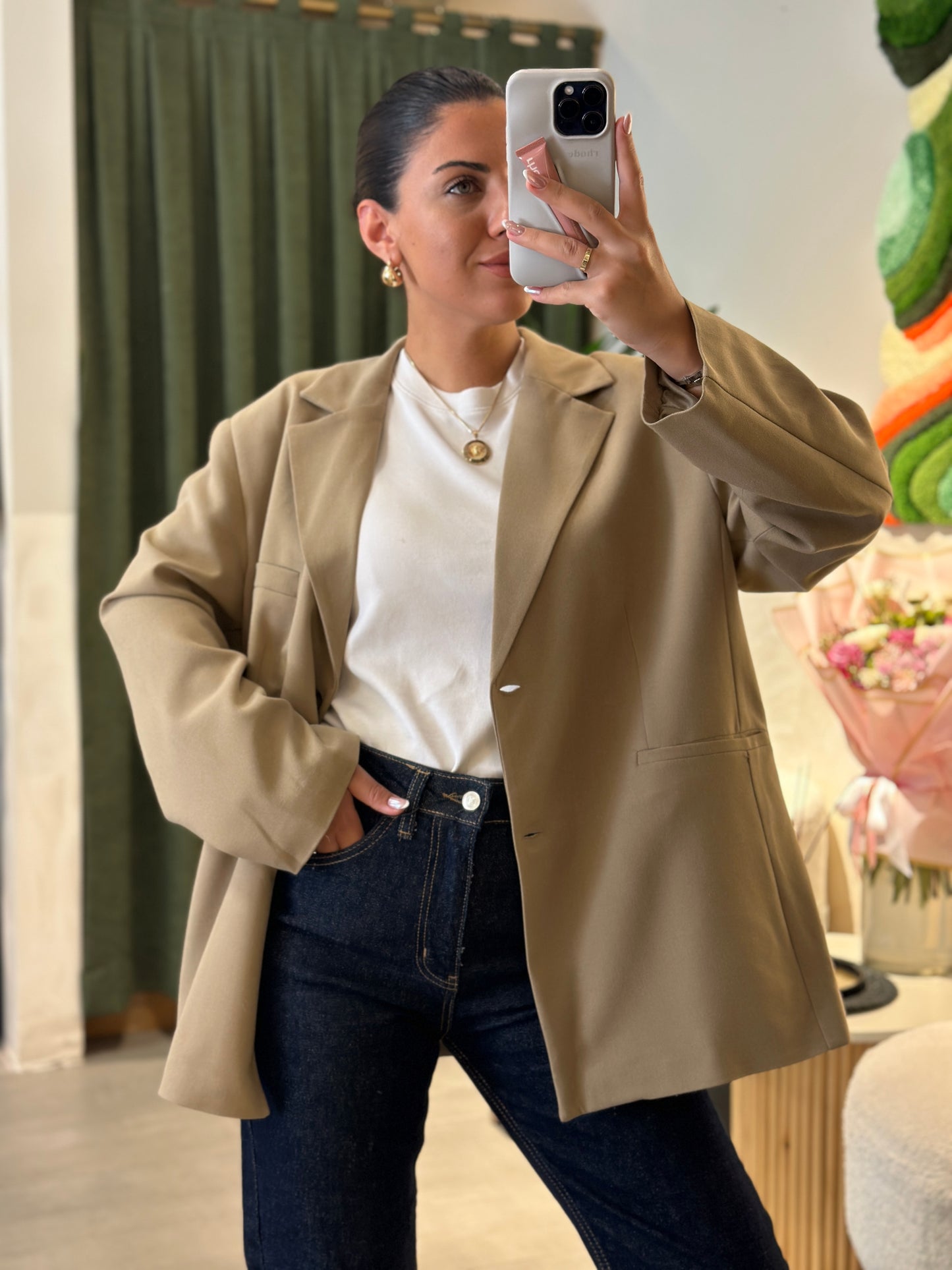 Carla Premium Blazer Ceket- Sarı Bej